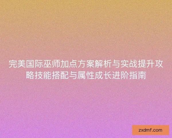 完美国际巫师加点方案解析与实战提升攻略技能搭配与属性成长进阶指南